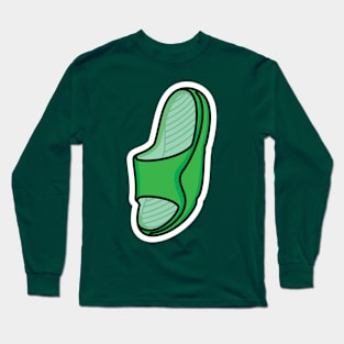 Men Footwear Single Slipper Shoe Sticker design vector. Men fashion object icon concept. Boys Outdoor shoe sticker vector design. Flip flop icon or Slipper logo design. Long Sleeve T-Shirt